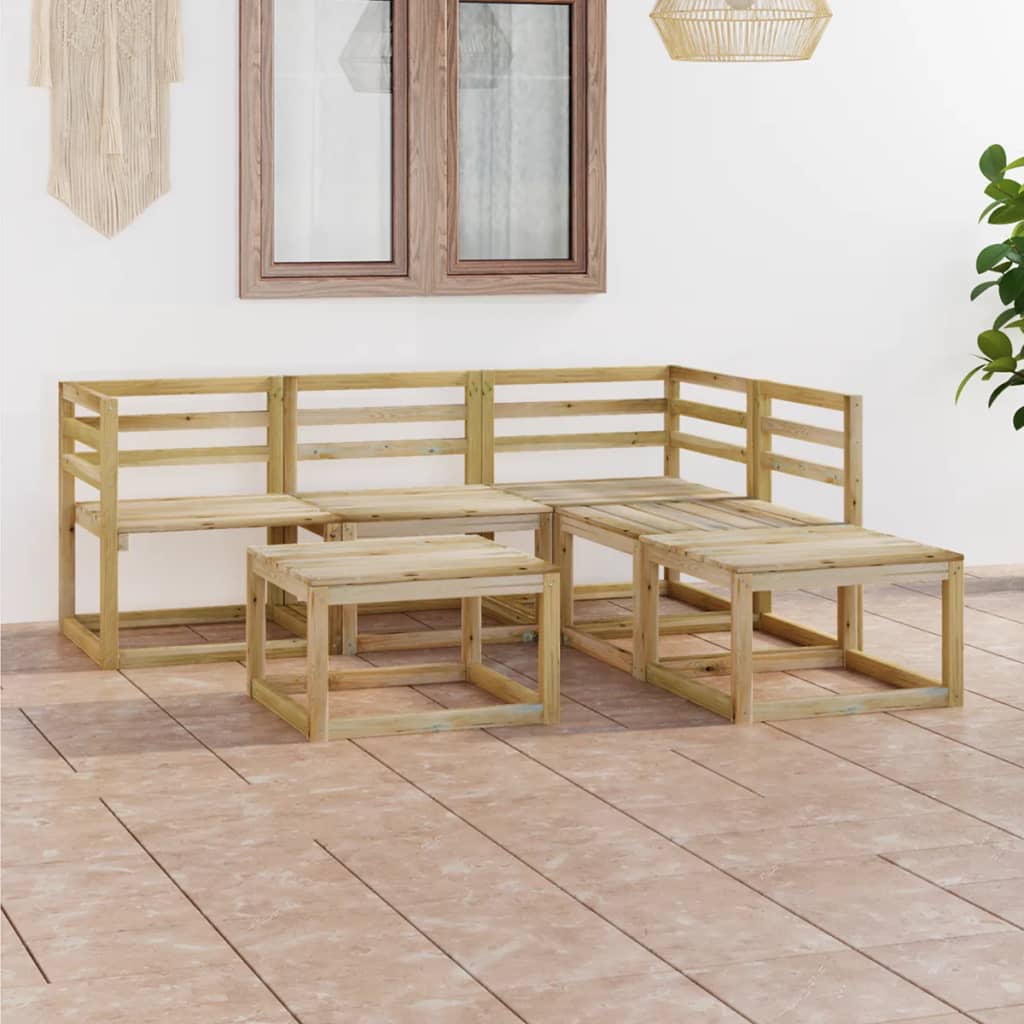 Vetonek Set de muebles de jardín 6 pzas madera de pino impregnada verde