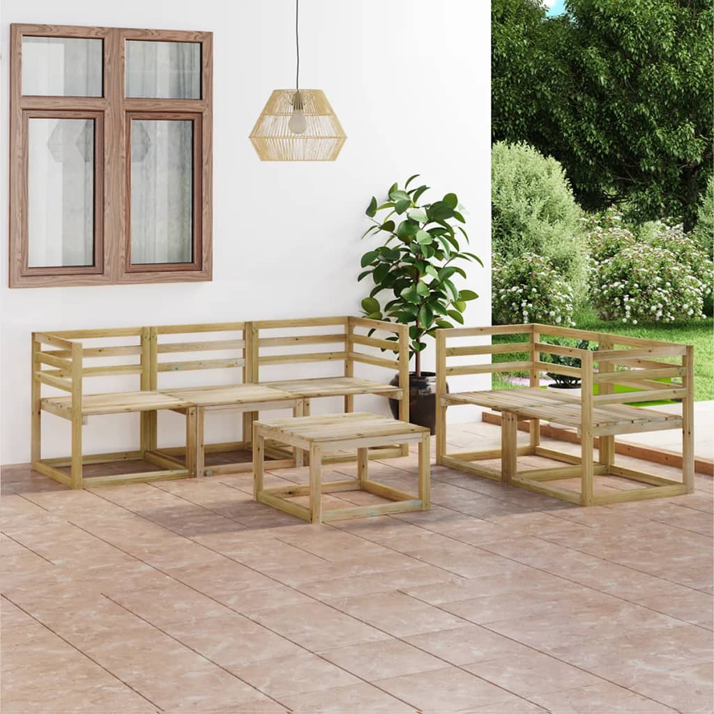 Vetonek Set de muebles de jardín 6 pzas madera de pino impregnada verde