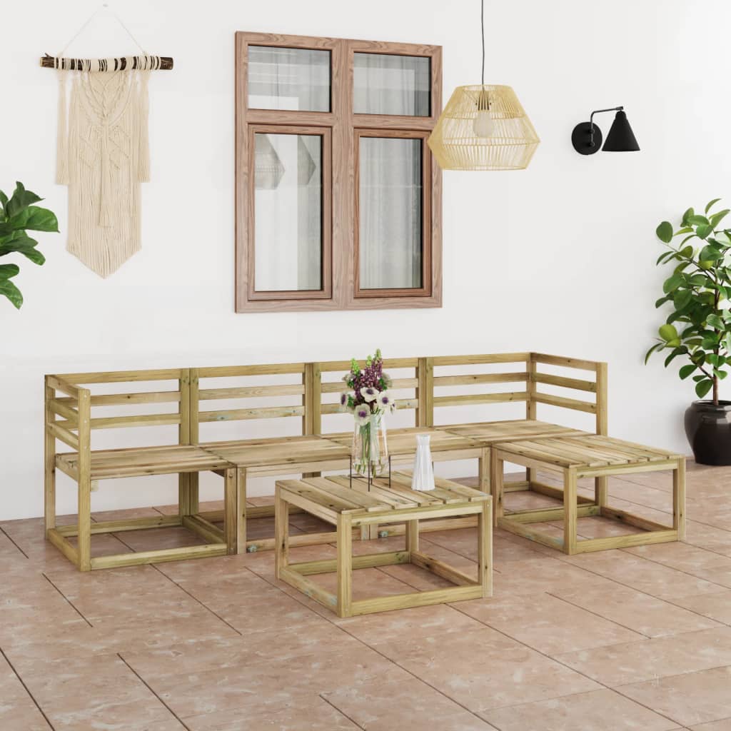 Vetonek Set de muebles de jardín 6 pzas madera de pino impregnada verde