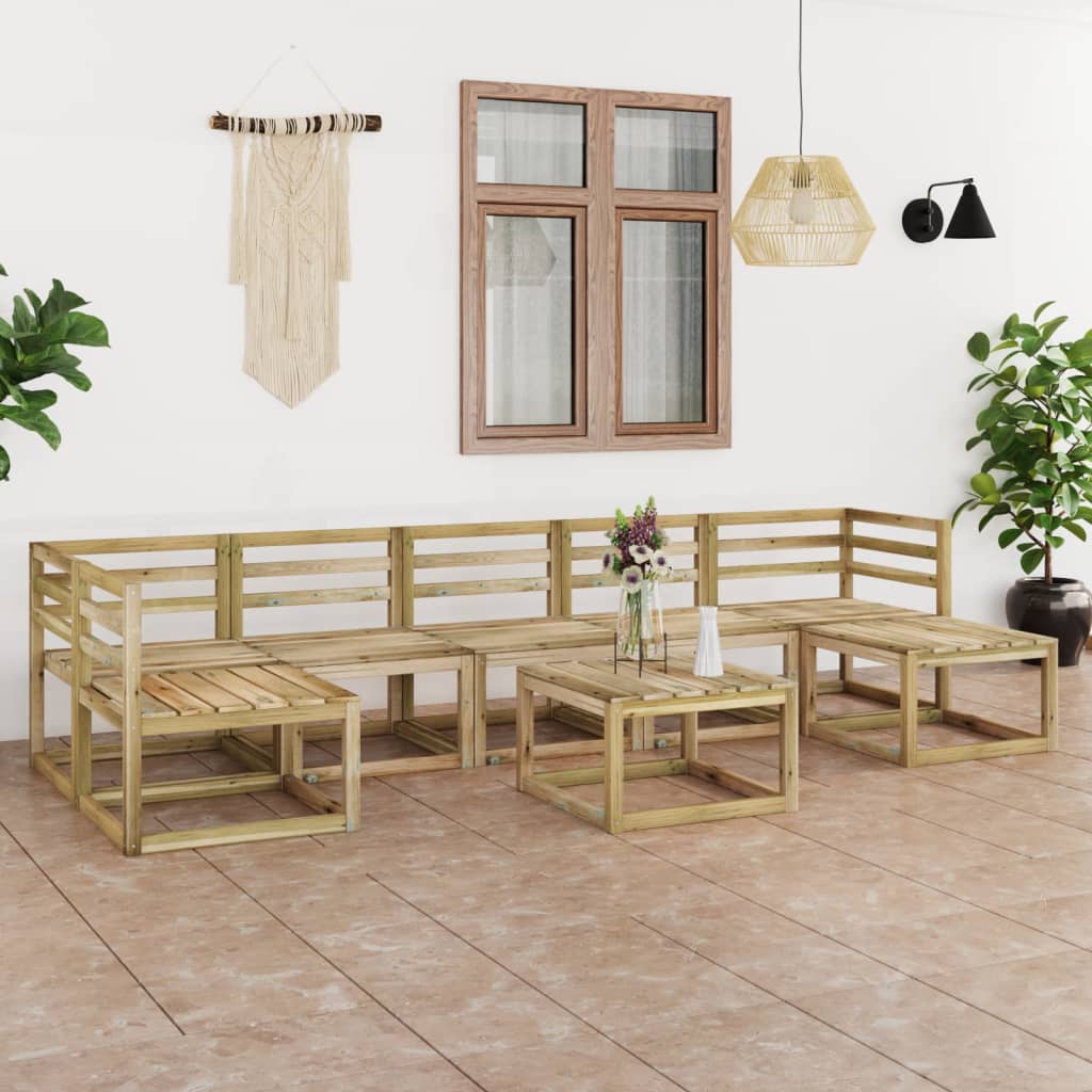 Vetonek Set de muebles de jardín 8 pzas madera de pino impregnada verde