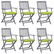 Sillas de jardín plegables 6 uds cojines madera maciza acacia v6677 Vetonek