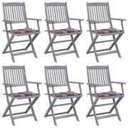 Sillas de jardín plegables 6 uds cojines madera maciza acacia v6691 Vetonek