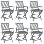 Sillas de jardín plegables 6 uds cojines madera maciza acacia v6721 Vetonek