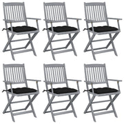 Sillas de jardín plegables 6 uds cojines madera maciza acacia v6783 Vetonek