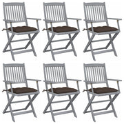 Sillas de jardín plegables 6 uds cojines madera maciza acacia v6790 Vetonek