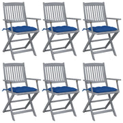 Sillas de jardín plegables 6 uds cojines madera maciza acacia v6813 Vetonek