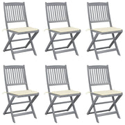 Sillas de jardín plegables 6 uds cojines madera maciza acacia v6851 Vetonek