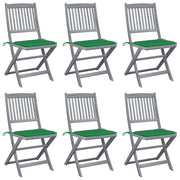 Sillas de jardín plegables 6 uds cojines madera maciza acacia v6882 Vetonek