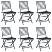 Sillas de jardín plegables 6 uds cojines madera maciza acacia v6905 Vetonek