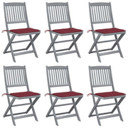 Sillas de jardín plegables 6 uds cojines madera maciza acacia v6929 Vetonek