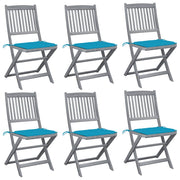 Sillas de jardín plegables 6 uds cojines madera maciza acacia v6936 Vetonek