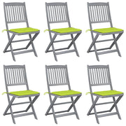 Sillas de jardín plegables 6 uds cojines madera maciza acacia v6943 Vetonek