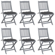 Sillas de jardín plegables 6 uds cojines madera maciza acacia v6981 Vetonek