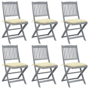 Sillas de jardín plegables 6 uds cojines madera maciza acacia v7001 Vetonek