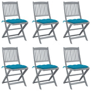 Sillas de jardín plegables 6 uds cojines madera maciza acacia v7025 Vetonek