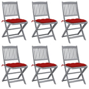 Sillas de jardín plegables 6 uds cojines madera maciza acacia v7049 Vetonek