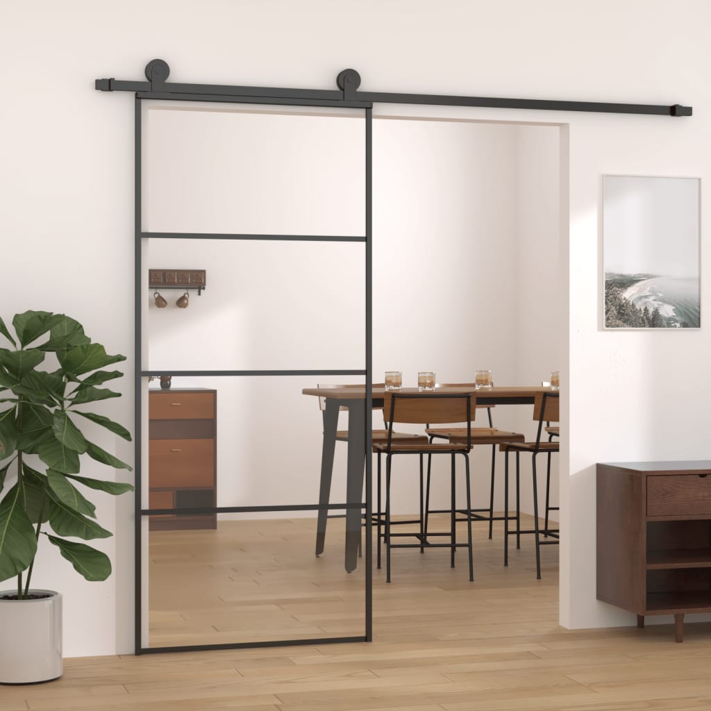 Vetonek Puerta corredera aluminio y vidrio ESG negra 90x205 cm