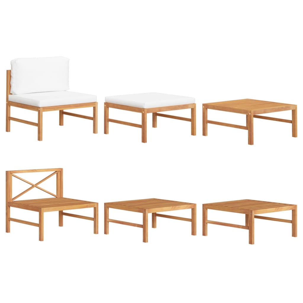 Vetonek Set de muebles de jardín 3 pzas madera de teca y cojines crema