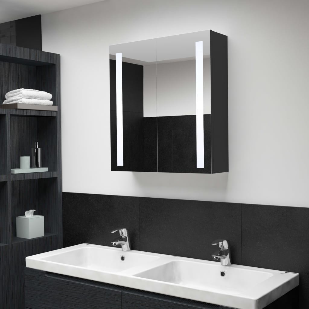 Vetonek Mueble de baño con espejo LED 62x14x60 cm