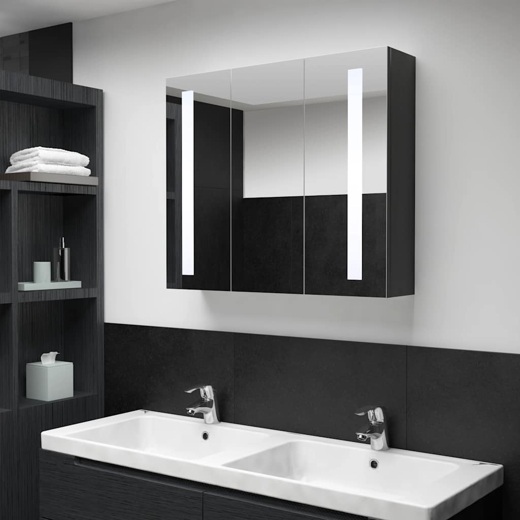 Vetonek Mueble de baño con espejo LED 89x14x62 cm