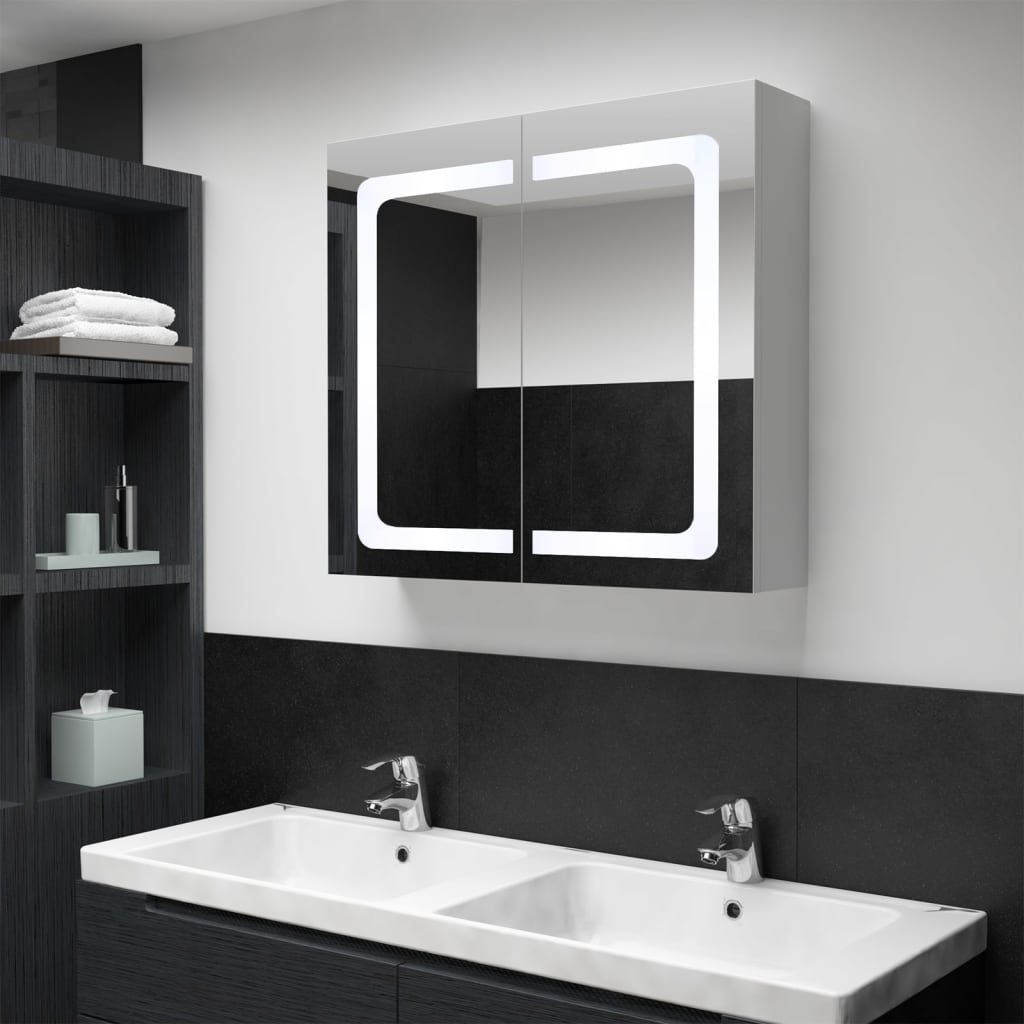 Vetonek Mueble de baño con espejo LED 80x12,2x68 cm