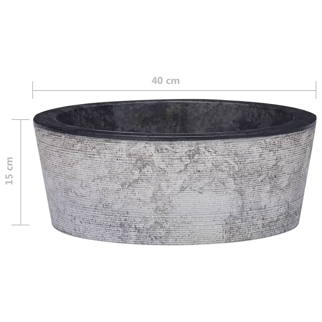 Lavabo mármol negro Ø40x15 cm - Vetonek
