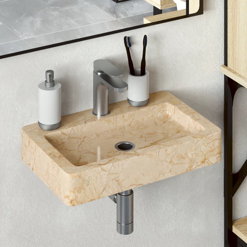 Vetonek Lavabo de pared mármol crema 38x24x6,5 cm