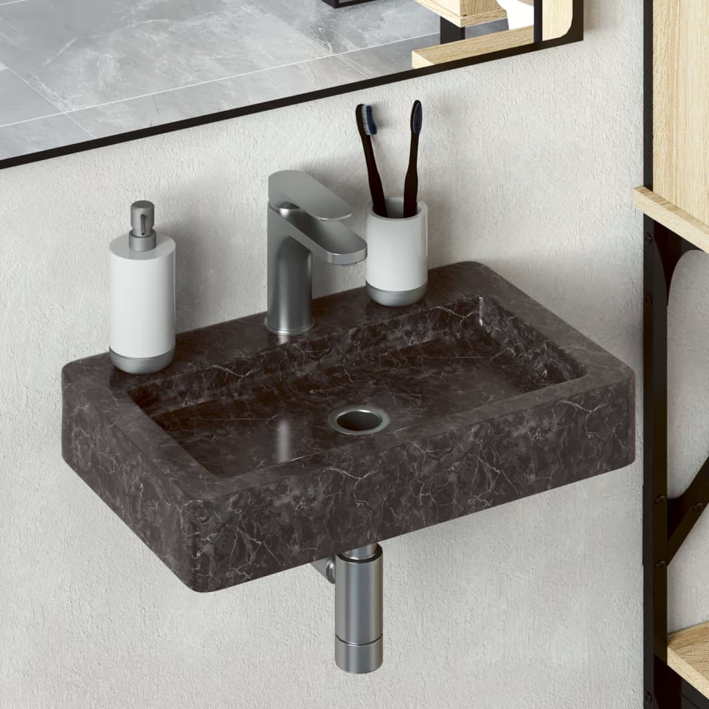 Vetonek Lavabo de pared mármol crema 38x24x6,5 cm