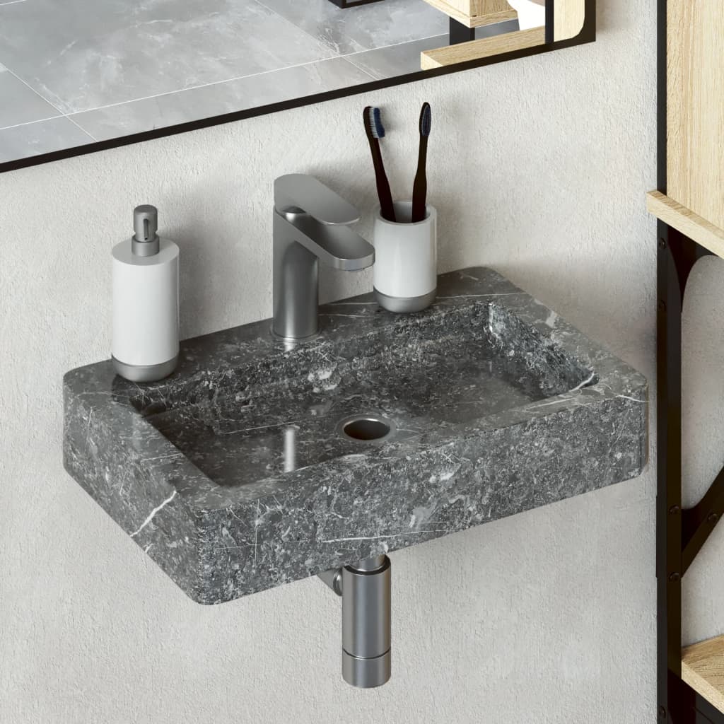 Vetonek Lavabo de pared mármol gris 38x24x6,5 cm