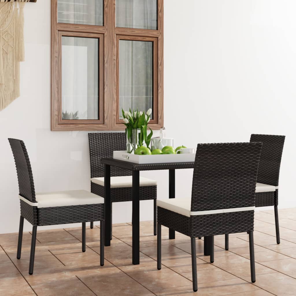 Vetonek Conjunto de comedor de jardín 5 piezas ratán sintético negro