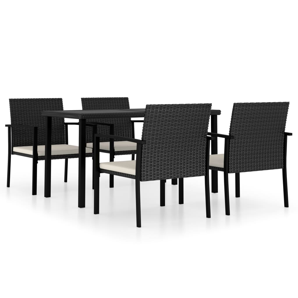 Conjunto de comedor de jardín 5 piezas ratán sintético negro