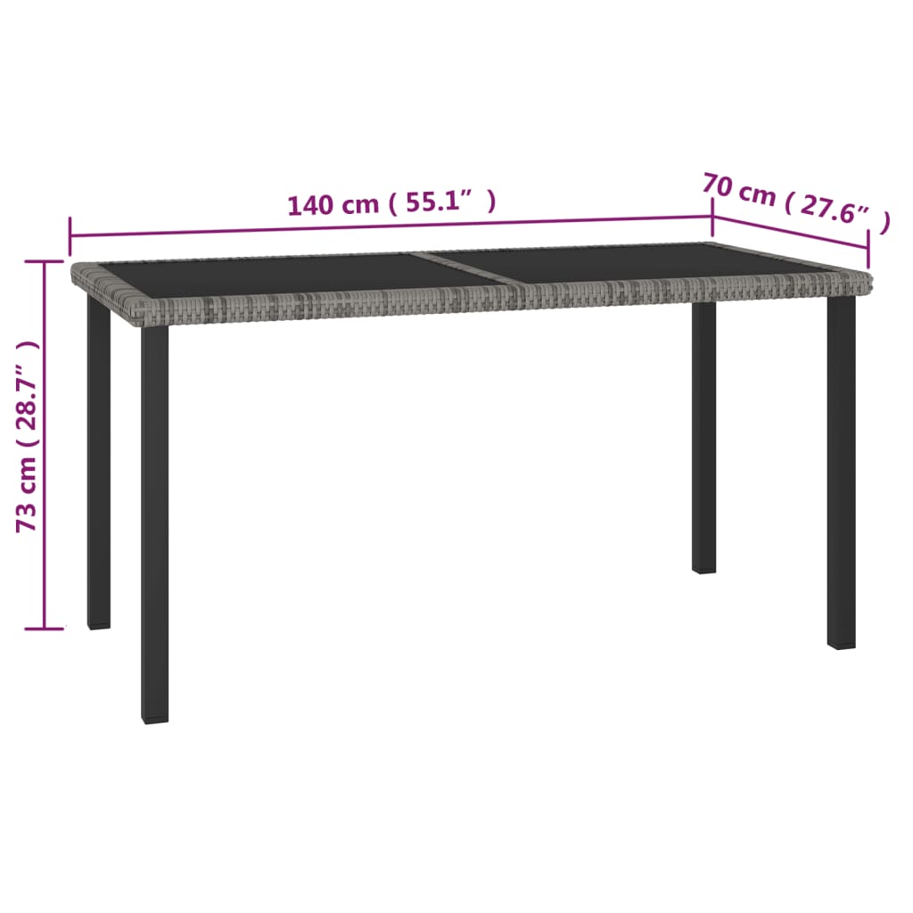 Juego de comedor para jardín 5 piezas ratán sintético gris vidaXL