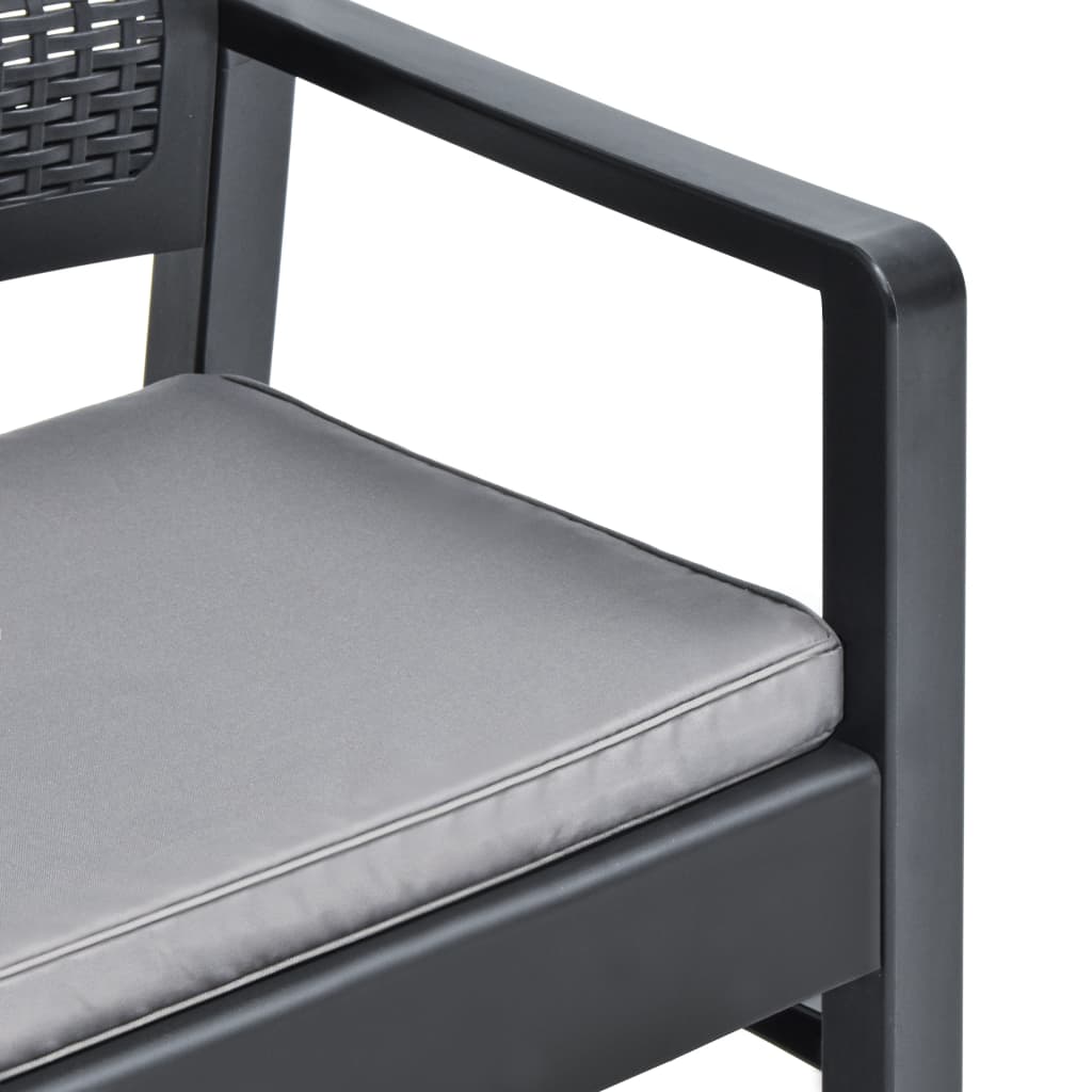 Set de muebles de jardín 3 piezas con cojines plástico gris vidaXL