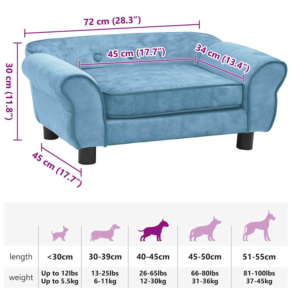 Türquoise pelpa hundesofa 72x45x30 cm