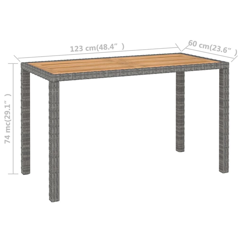 Set comedor jardín 6 pzas ratán sintético y madera acacia gris vidaXL