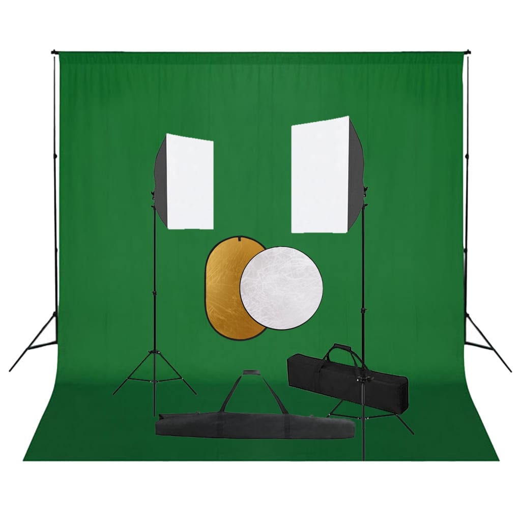 Vetonek Kit de estudio fotográfico con luces softbox, fondo y reflector