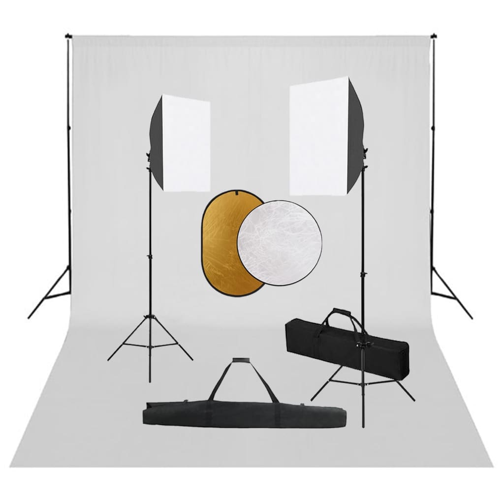 Vetonek Kit de estudio fotográfico con luces softbox, fondo y reflector