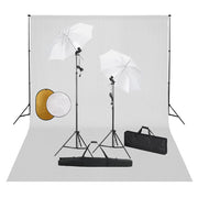 Kit estudio fotográfico lámparas sombrillas fondo y reflector v1195 Vetonek