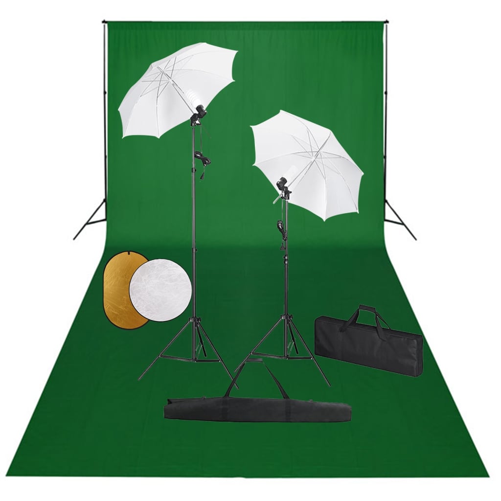 Kit estudio fotográfico lámparas sombrillas fondo y reflector v1201 Vetonek
