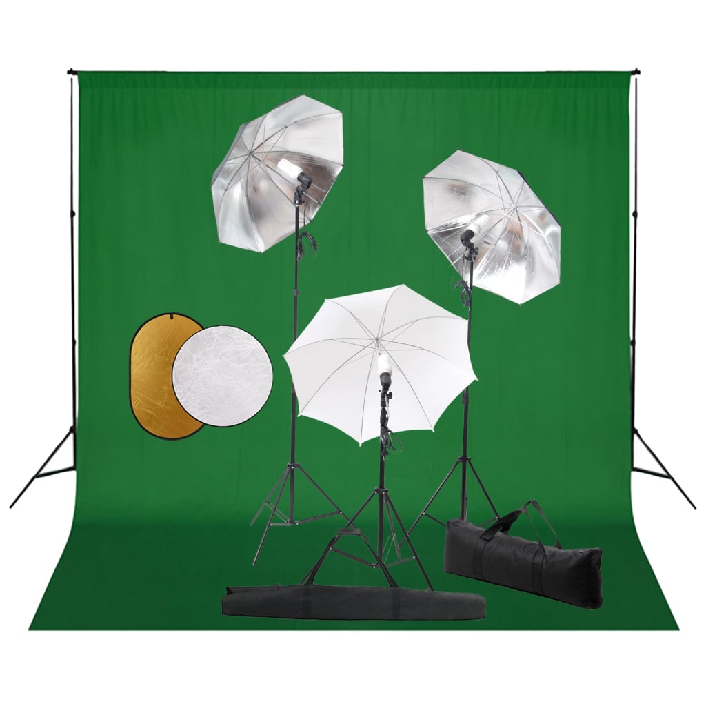 Kit estudio fotográfico lámparas, sombrillas, fondo y reflector v1324 Vetonek