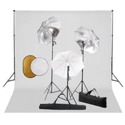 Kit estudio fotográfico lámparas, sombrillas, fondo y reflector v1348 Vetonek