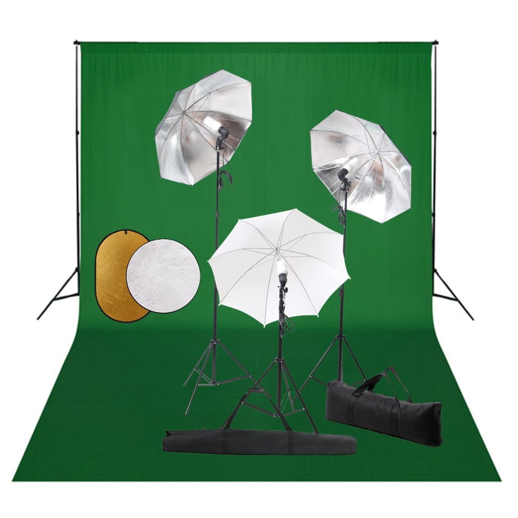 Kit estudio fotográfico lámparas, sombrillas, fondo y reflector v1355 Vetonek