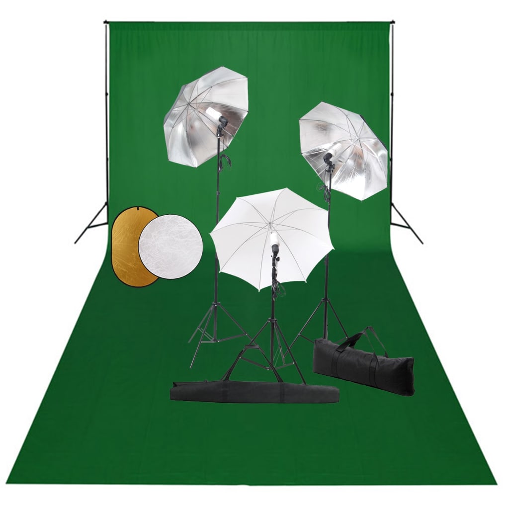Kit estudio fotográfico lámparas, sombrillas, fondo y reflector v1386 Vetonek