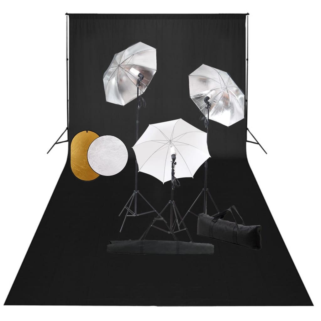 Kit estudio fotográfico lámparas, sombrillas, fondo y reflector v1393 Vetonek