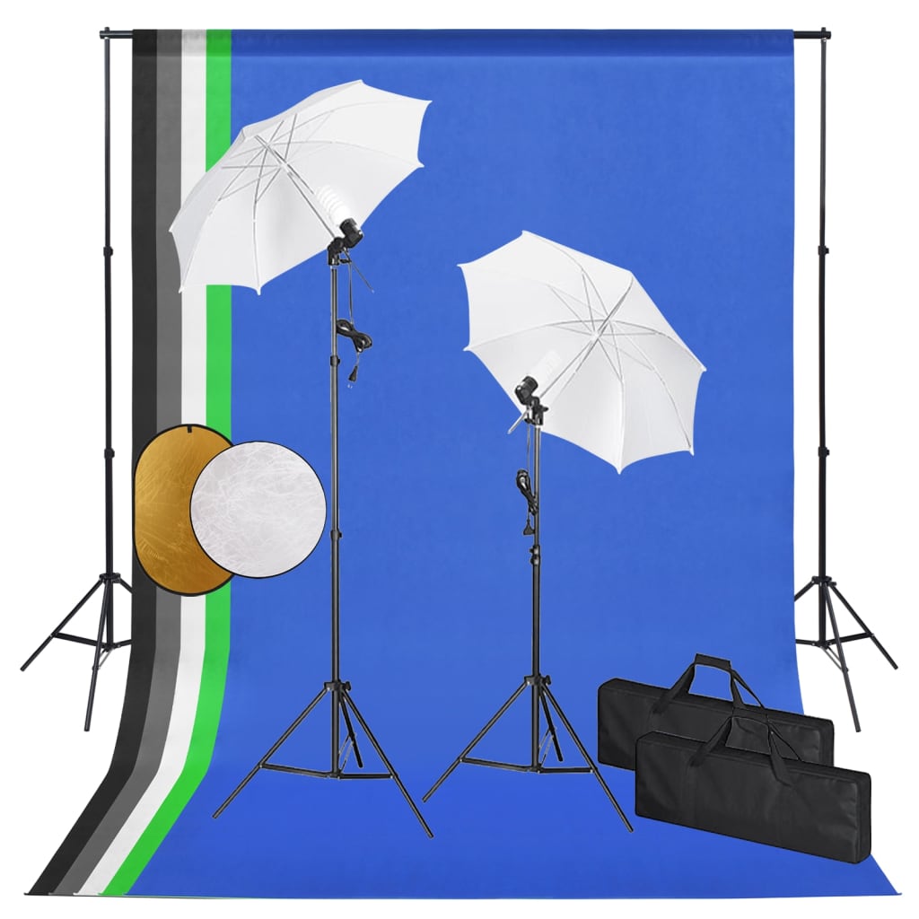 Kit estudio fotográfico lámparas, sombrillas, fondo y reflector v1416 Vetonek
