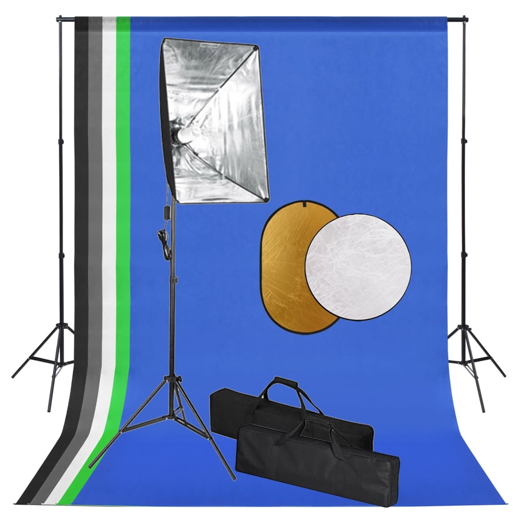 Kit de estudio fotográfico con luces softbox fondo y reflector v1423 Vetonek