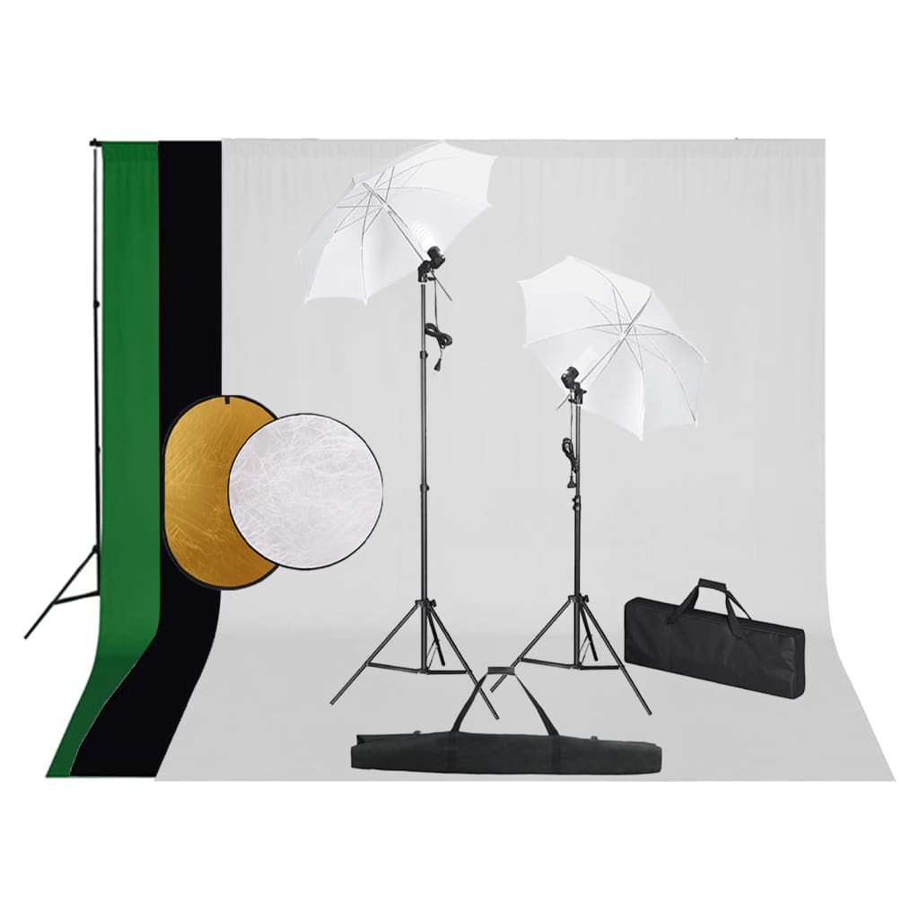 Kit estudio fotografía lámparas, sombrillas, fondo y reflector v1591 Vetonek