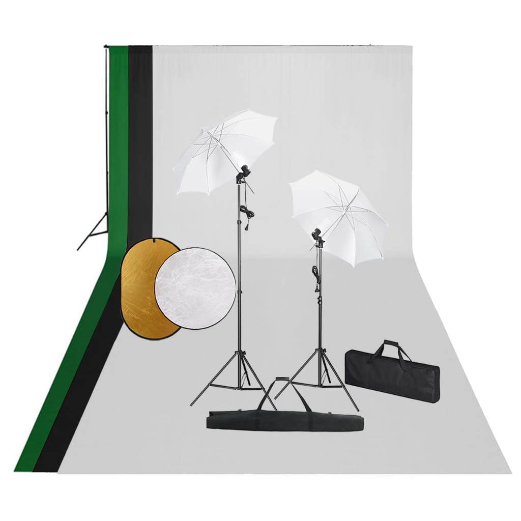 Vetonek Kit de estudio fotográfico con lámparas, fondo y reflector 