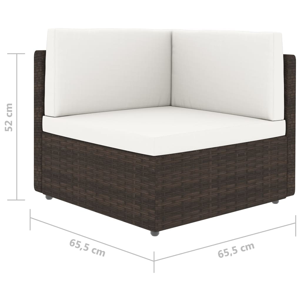 Set muebles de jardín 14 pzas y cojines ratán sintético marrón vidaXL