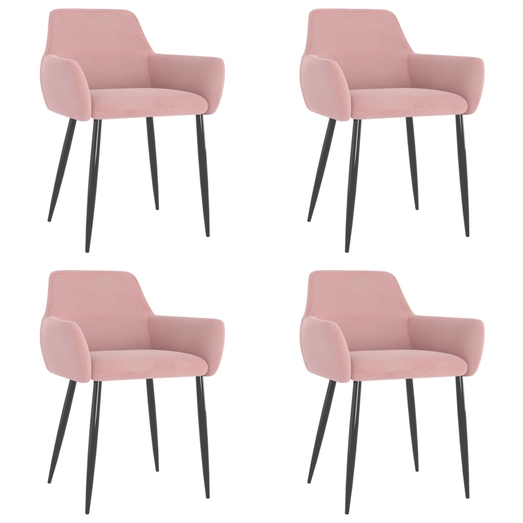 Vetonek Sillas de comedor 4 unidades terciopelo rosa